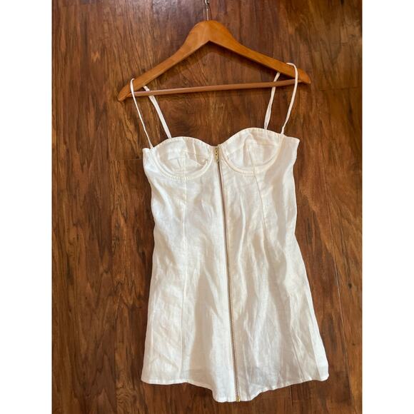 INDAH Karina Mini Dress White Linen SEXY BEACH VACATION RESORT Small S Bustier - Picture 6 of 9